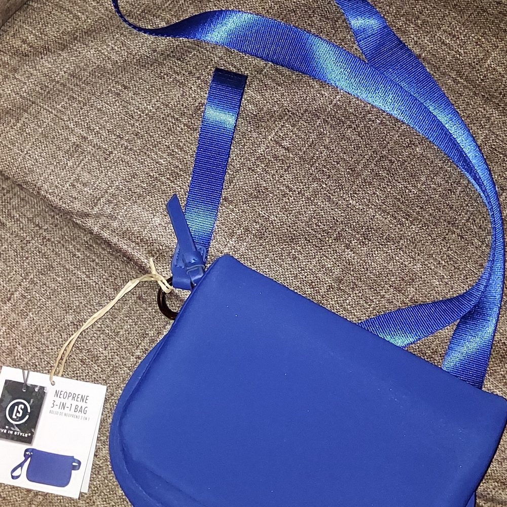 New Blue Neoprene Crossbody Bag